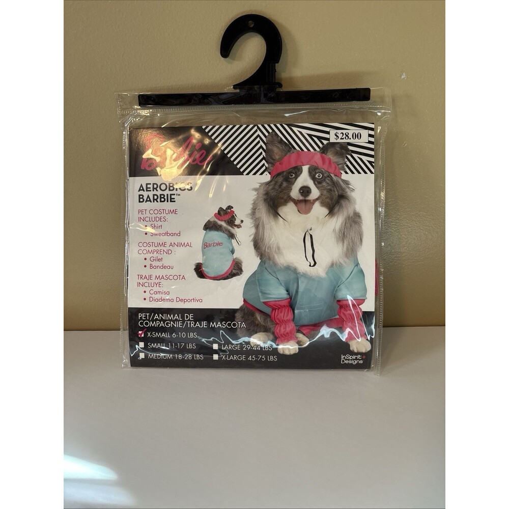 Barbie Aerobic Blue Pink Dog Funny Costume X-small 6-10 LBS In Spirit Design NWT